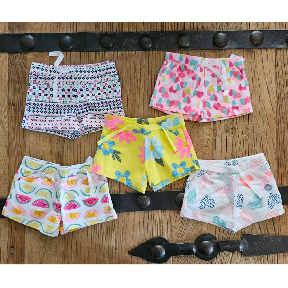 Carter's Cotton Drawstring Waist Shorts Bundle 3m New